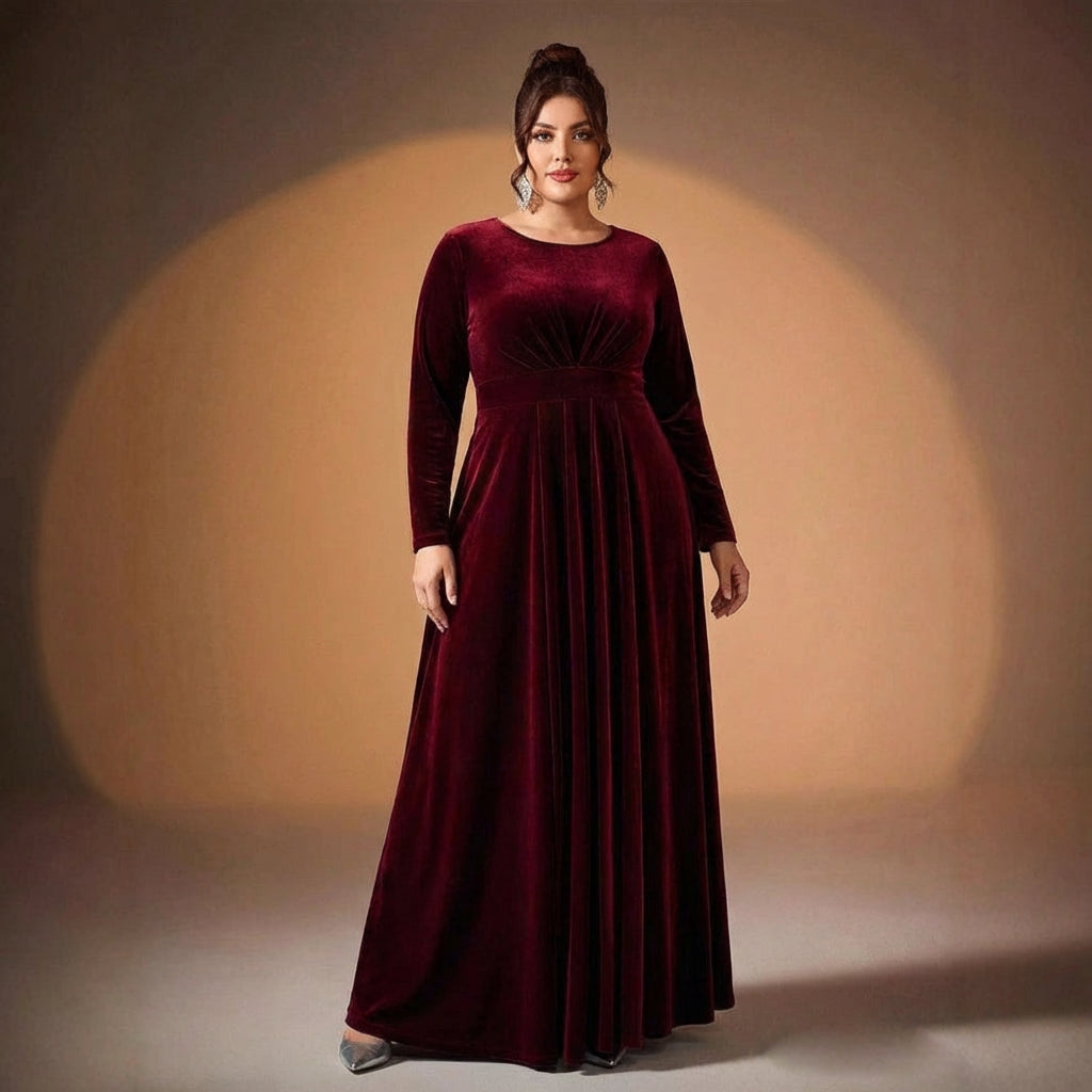 Maia | Lange Mouwen Fluwelen Maxi Jurk
