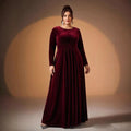 Maia | Lange Mouwen Fluwelen Maxi Jurk