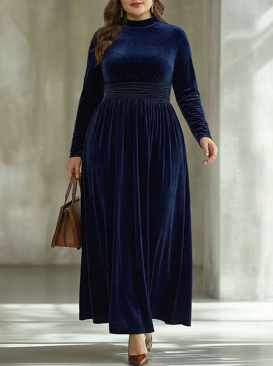 Isabeau | Geplooide Fluwelen Maxi-jurk