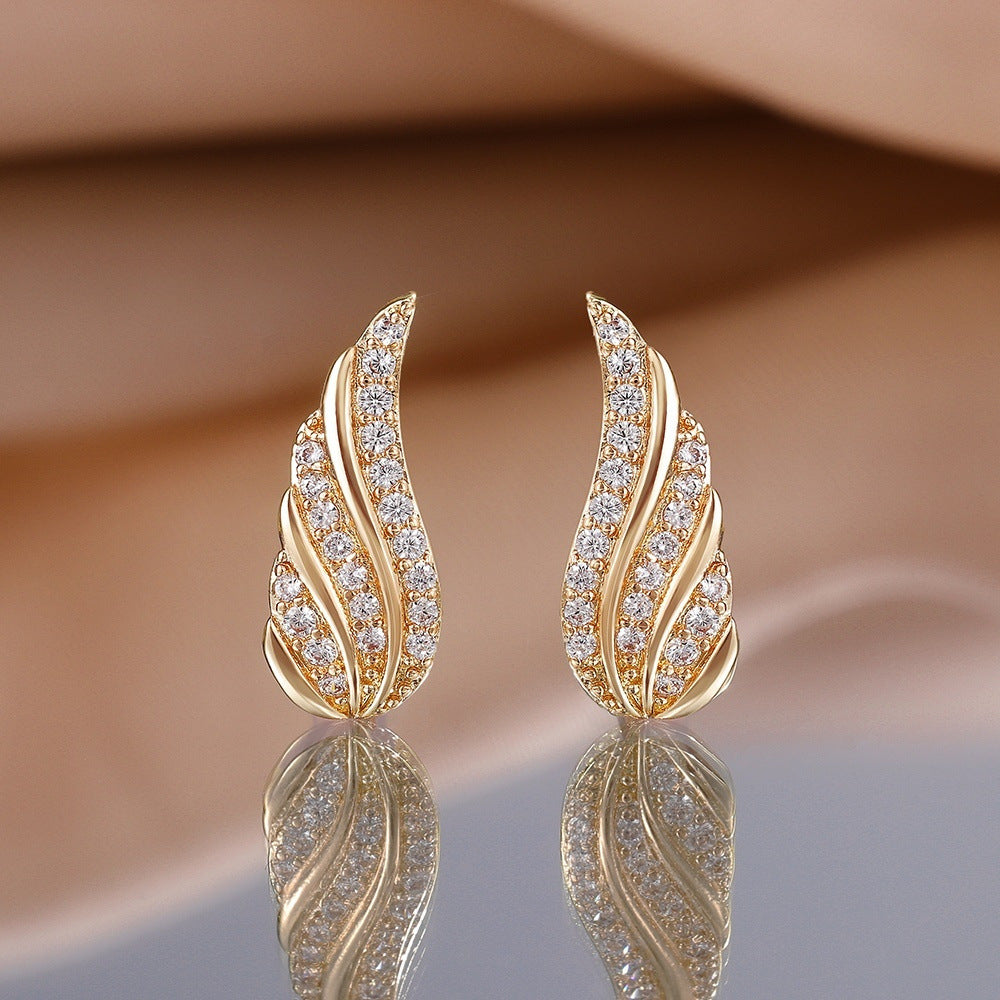 Mireille Leaf Pave Oorbellen | Goud