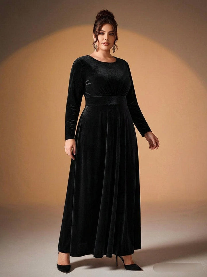 Maia | Lange Mouwen Fluwelen Maxi Jurk