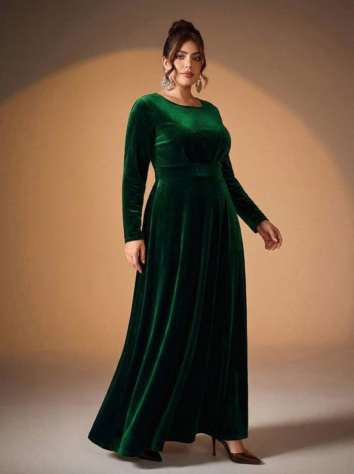 Maia | Lange Mouwen Fluwelen Maxi Jurk