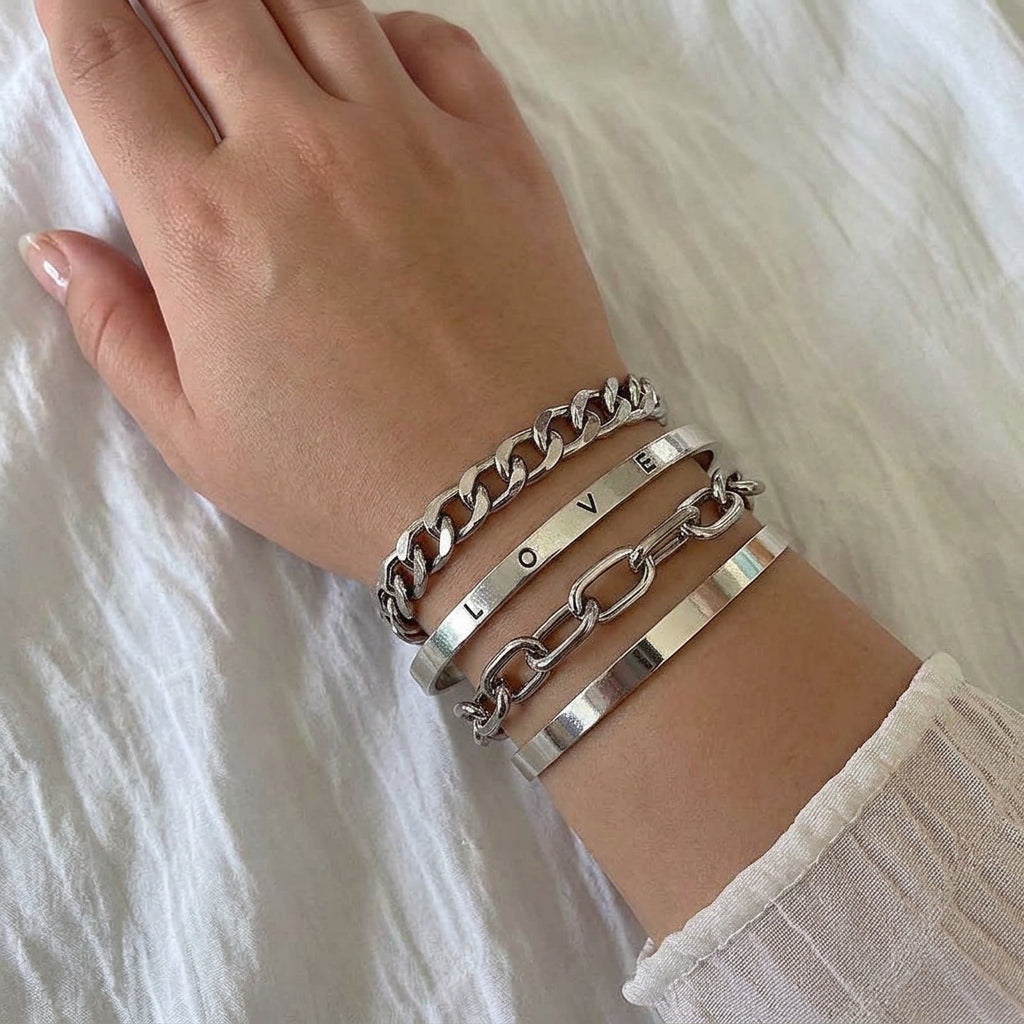 Mika Mercer Armband Set | Wit Goud