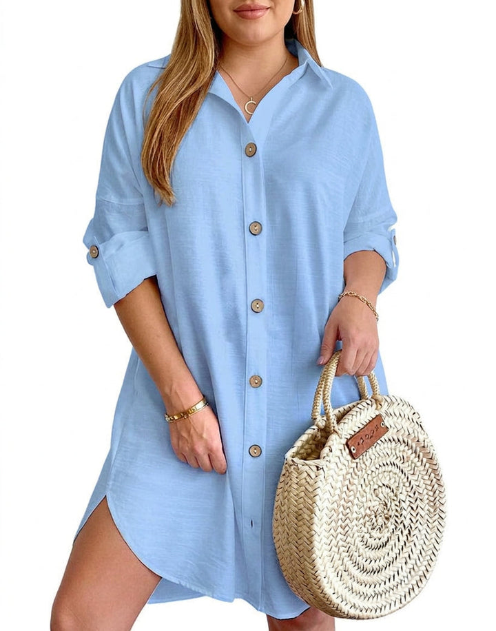 Leona - Knop-Up Shirt Jurk