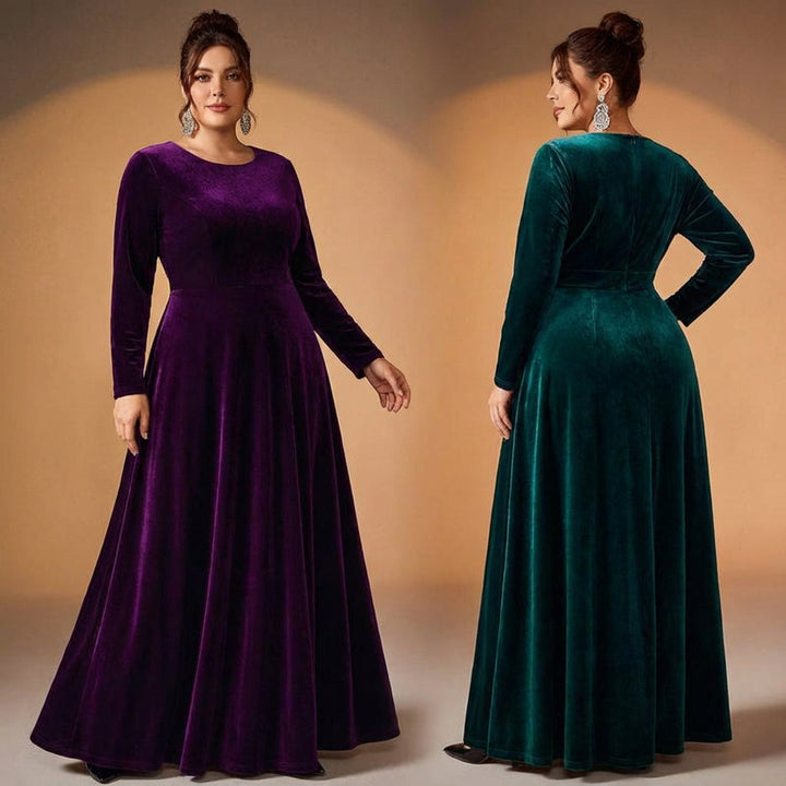 Maia | Lange Mouwen Fluwelen Maxi Jurk