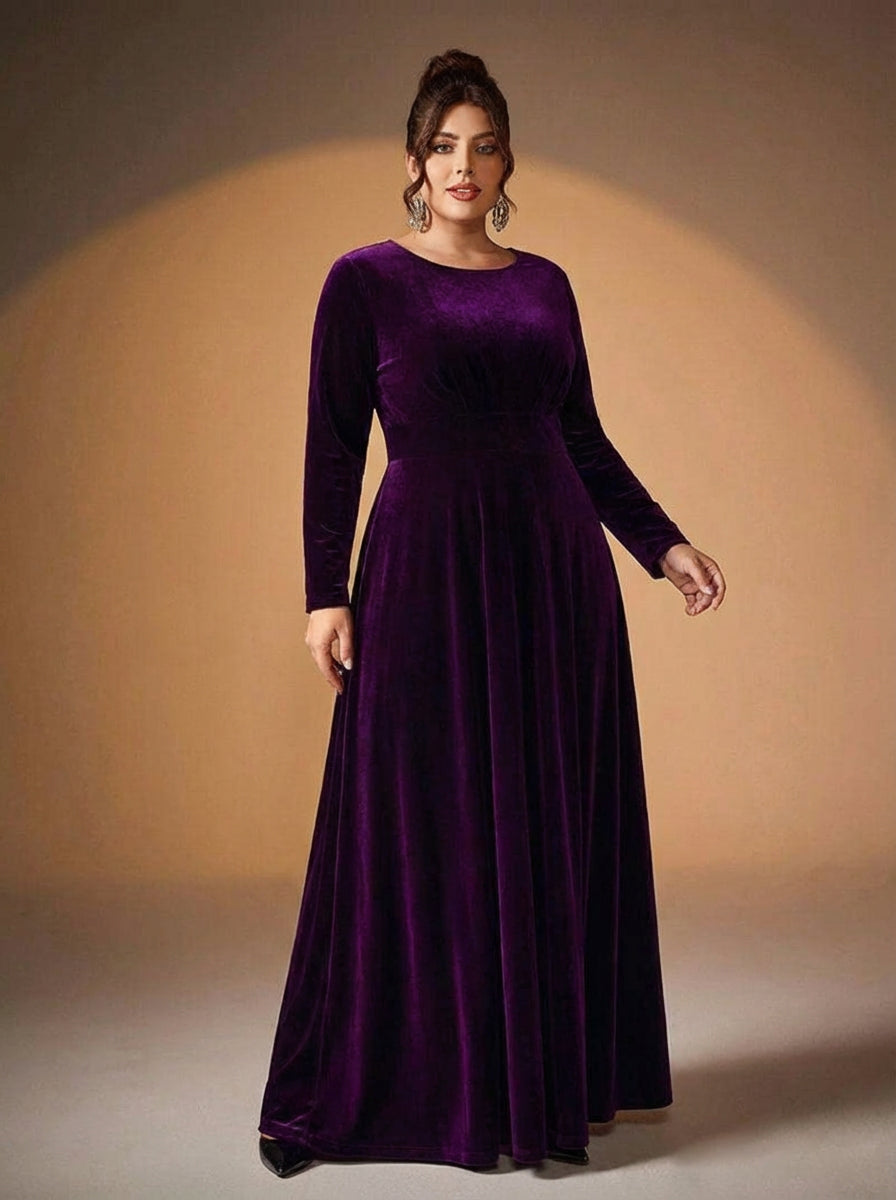 Maia | Lange Mouwen Fluwelen Maxi Jurk