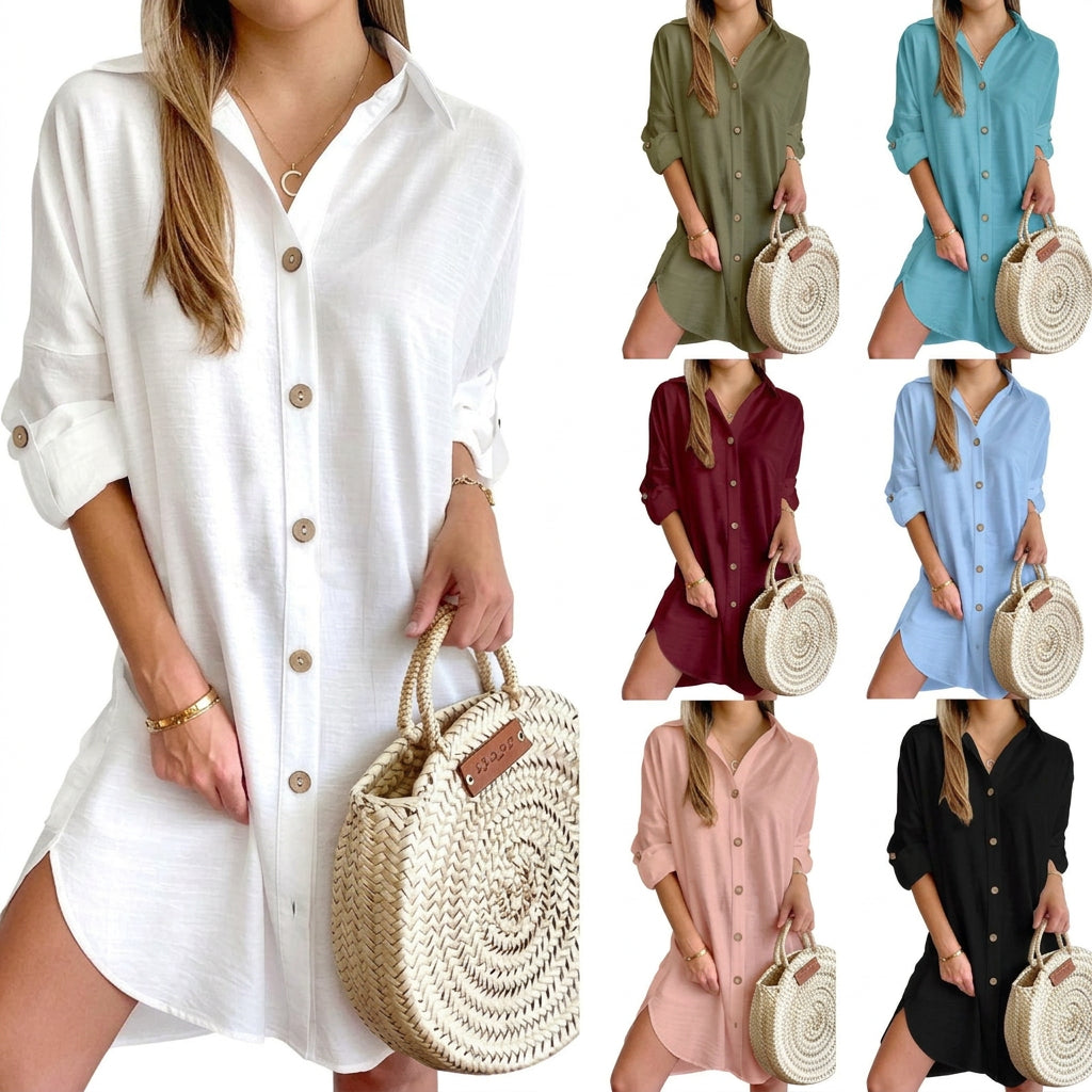 Leona - Knop-Up Shirt Jurk