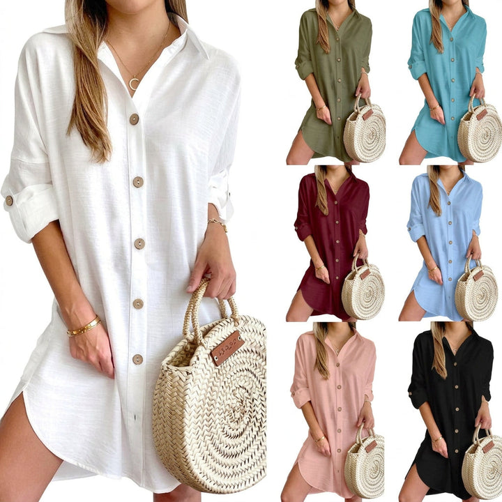 Leona - Knop-Up Shirt Jurk