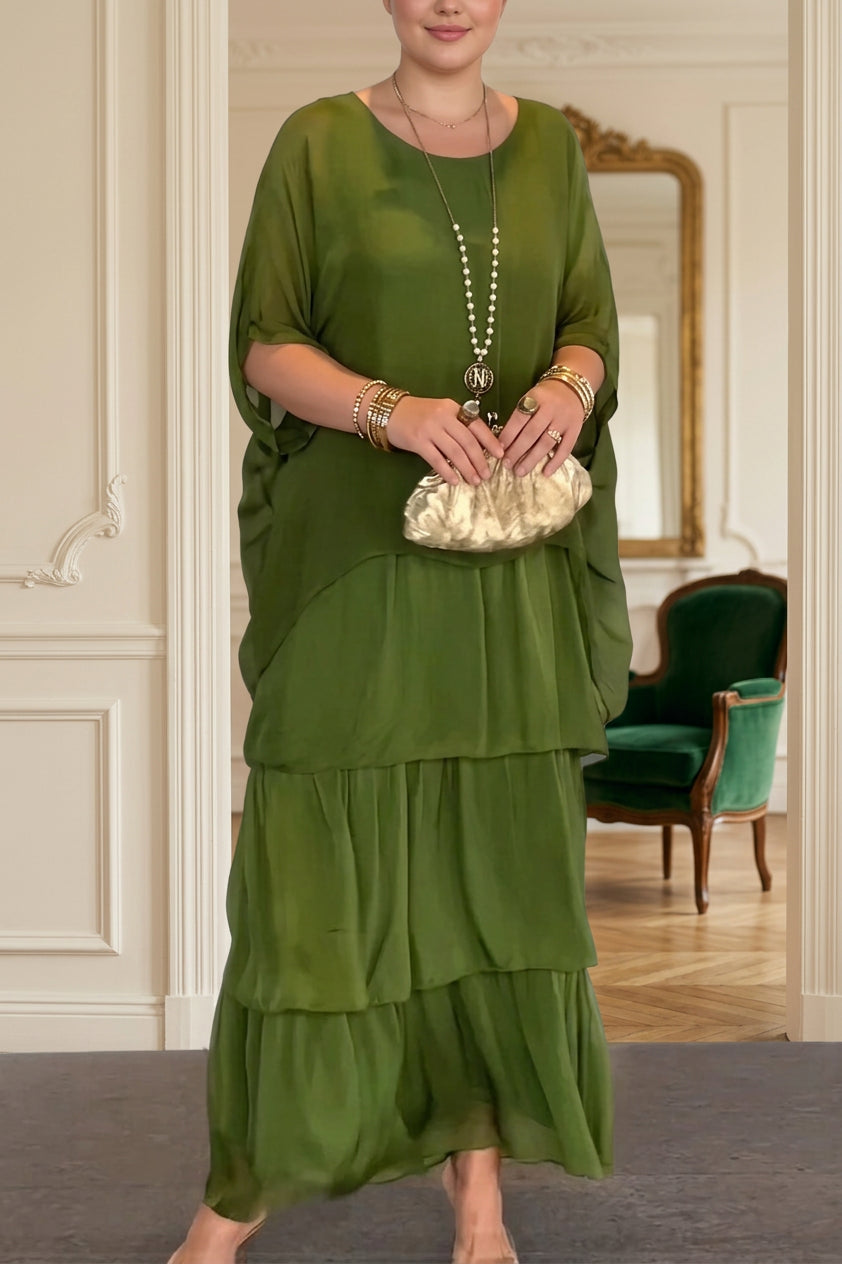 Edith Laagjes Jurk - Olijfgroen