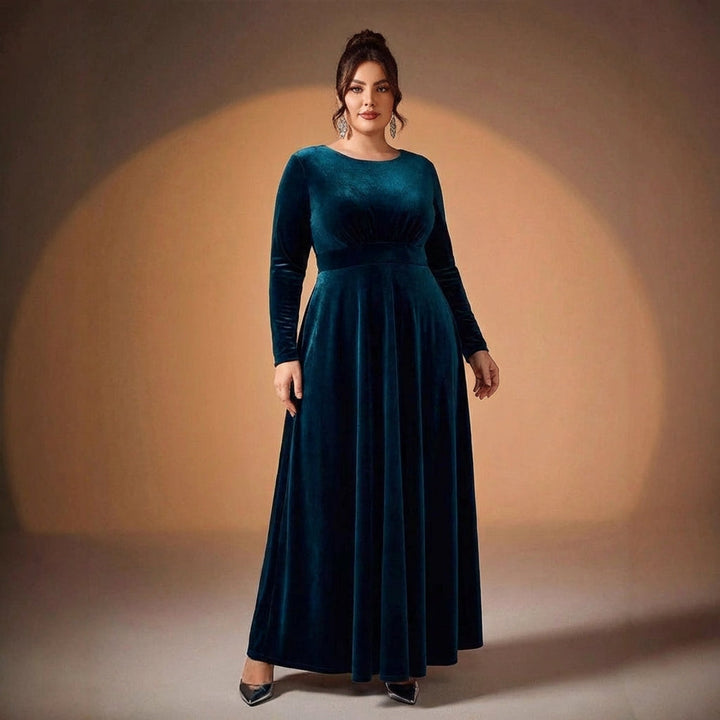 Maia | Lange Mouwen Fluwelen Maxi Jurk
