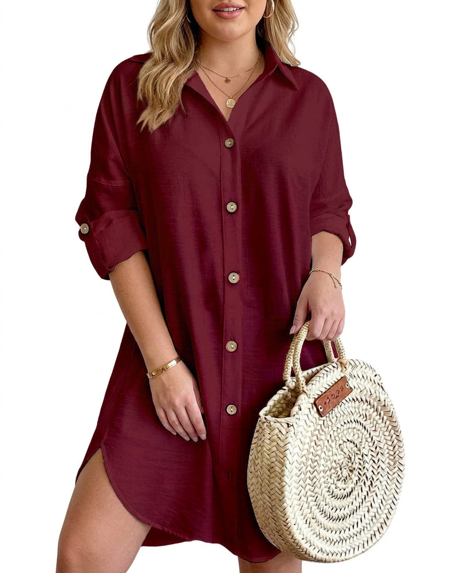 Leona - Knop-Up Shirt Jurk