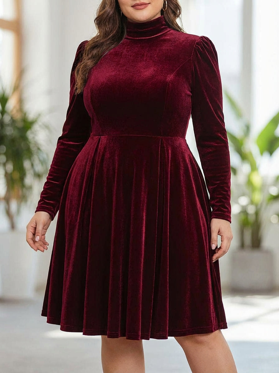 Tindra | Fluwelen Mock-Neck Maxi Jurk