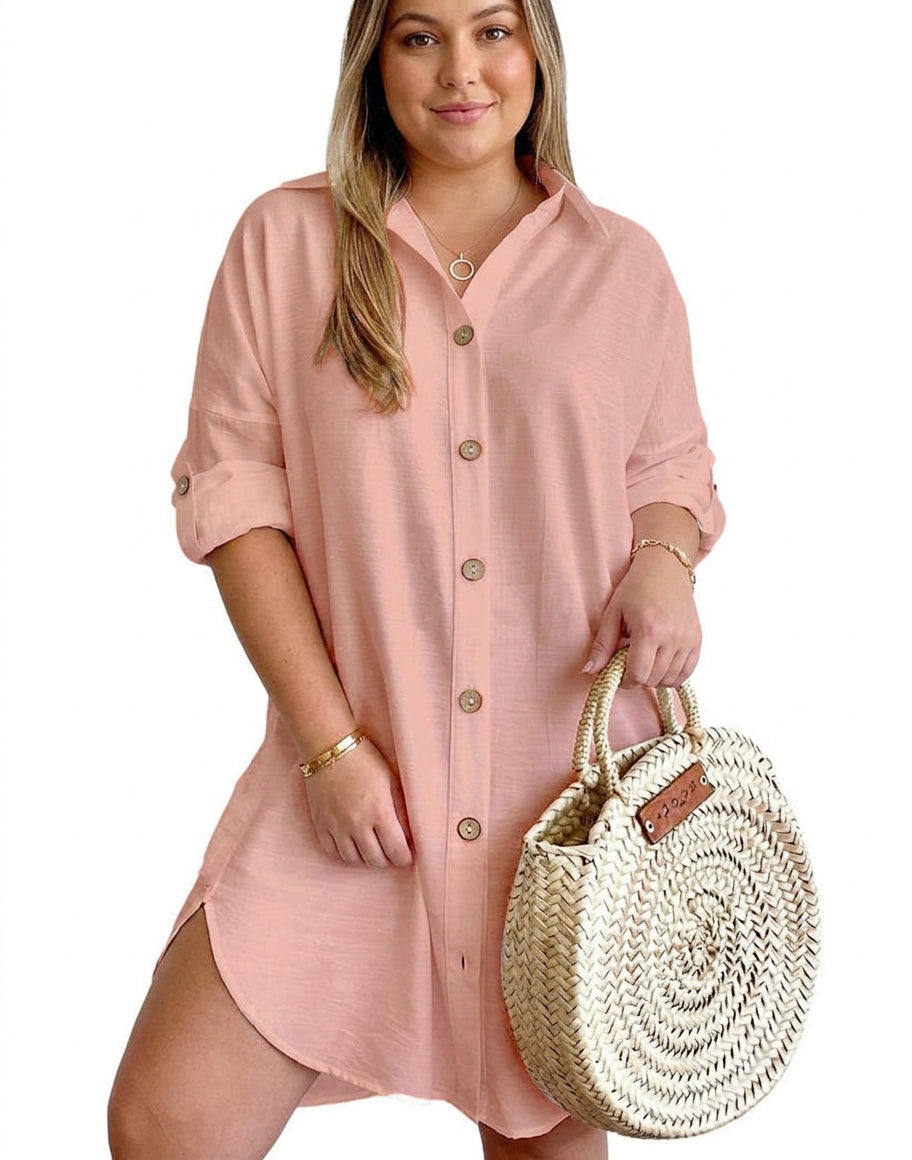 Leona - Knop-Up Shirt Jurk