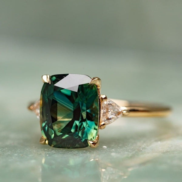 Vintage-geïnspireerde Groene Edelsteenring | Goud