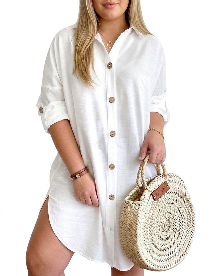 Leona - Knop-Up Shirt Jurk