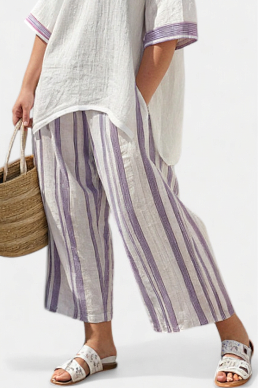 Anouk — T-Shirt Comfortabel &amp; Broek Bamboe Gestreept