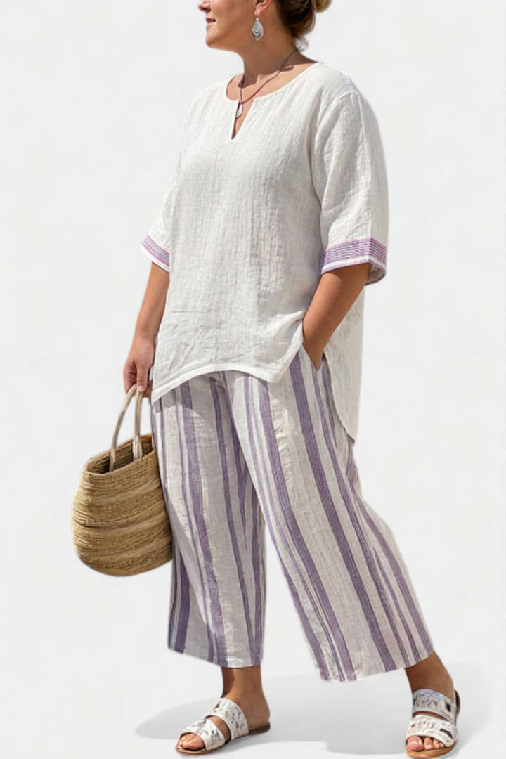 Anouk — T-Shirt Comfortabel &amp; Broek Bamboe Gestreept