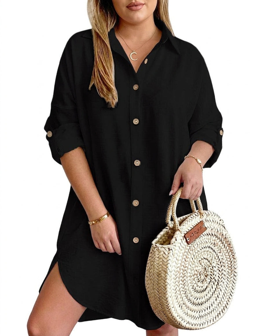 Leona - Knop-Up Shirt Jurk