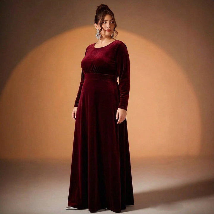 Maia | Lange Mouwen Fluwelen Maxi Jurk