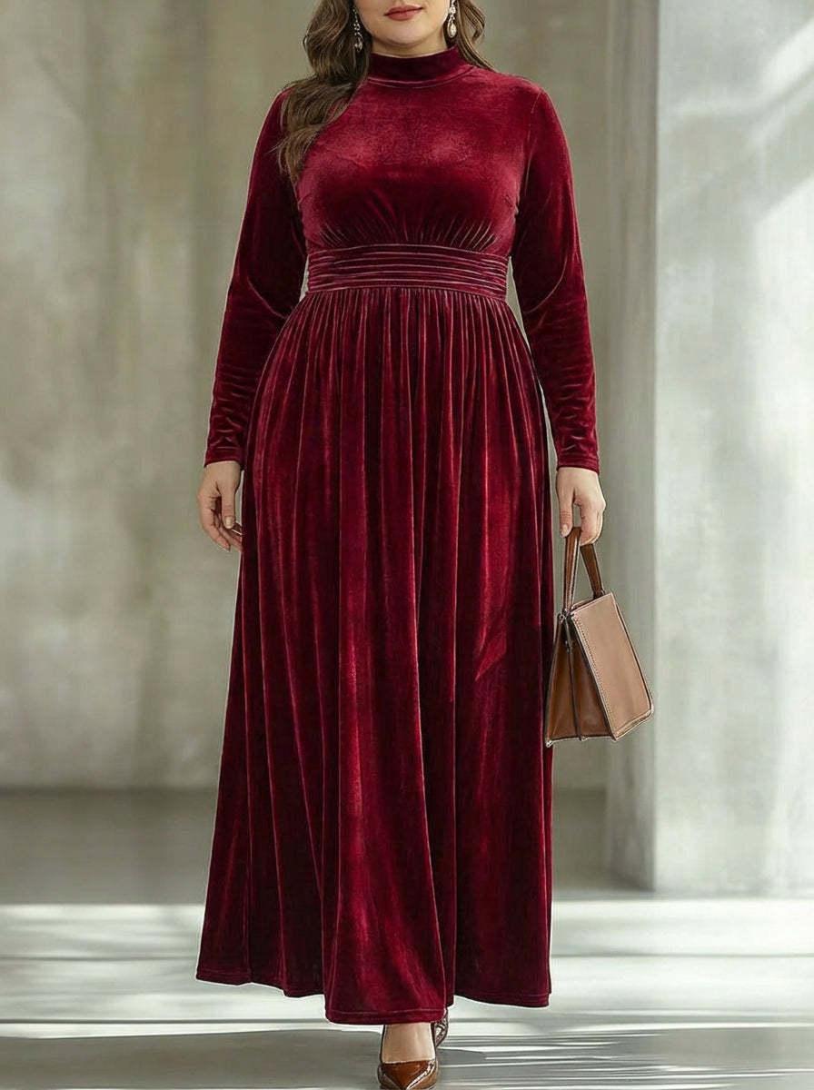 Isabeau | Geplooide Fluwelen Maxi-jurk