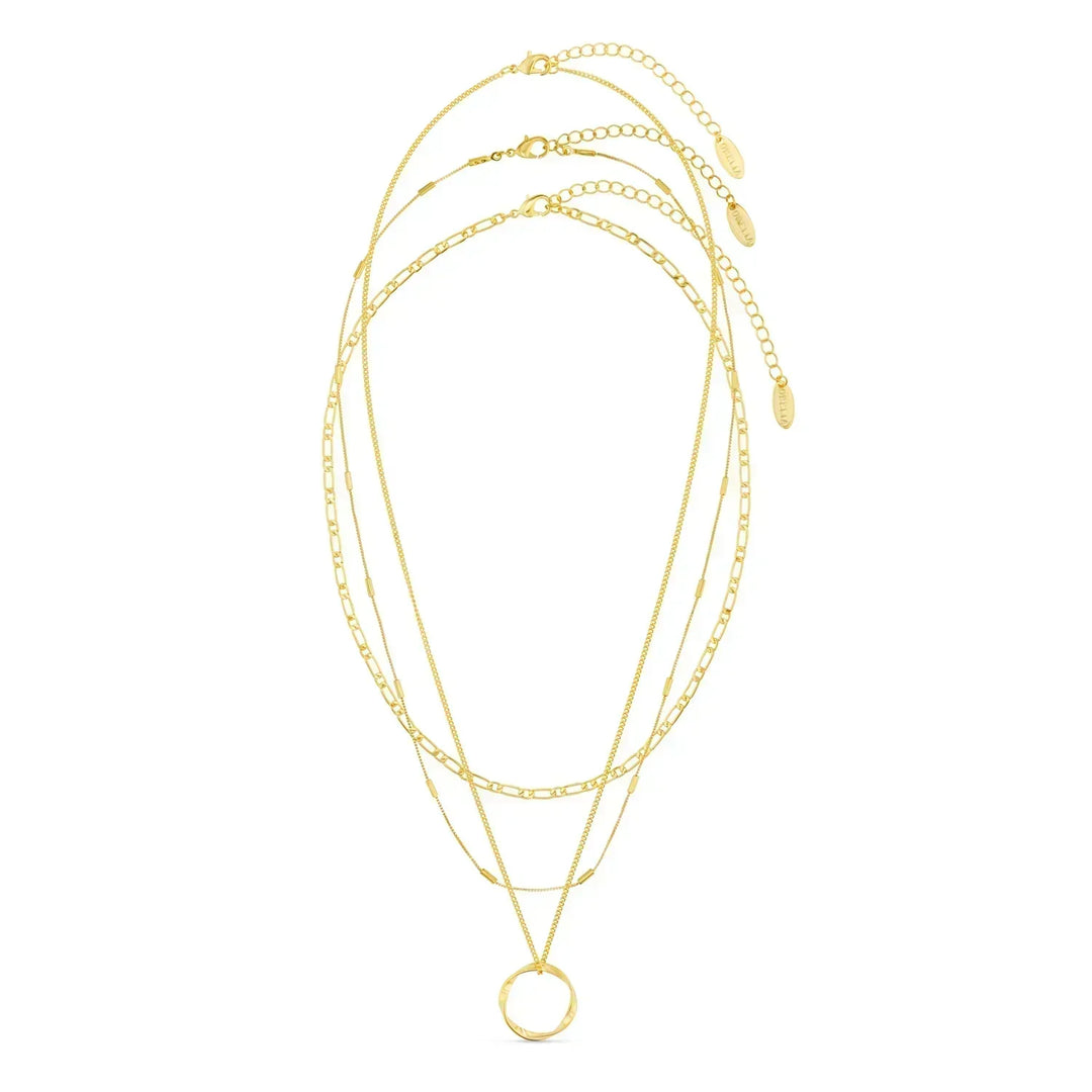 Vesper Circle Drie Rij Ketting | Goud
