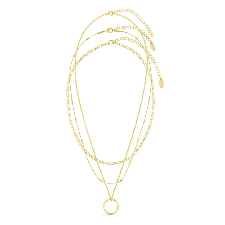 Vesper Circle Drie Rij Ketting | Goud