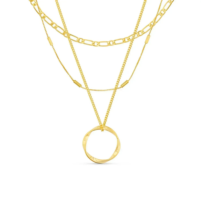 Vesper Circle Drie Rij Ketting | Goud