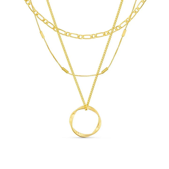 Vesper Circle Drie Rij Ketting | Goud