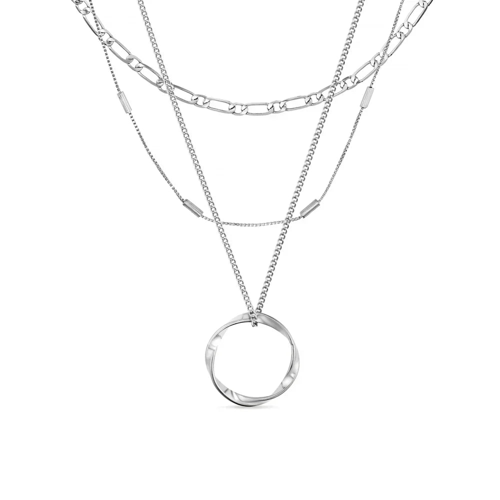 Briar Circle Drie Rij Necklace | Wit Goud