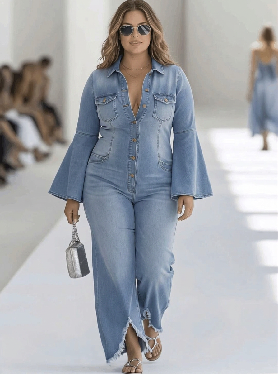 Wren - Lange Mouwen Wijde Pijpen Jumpsuit