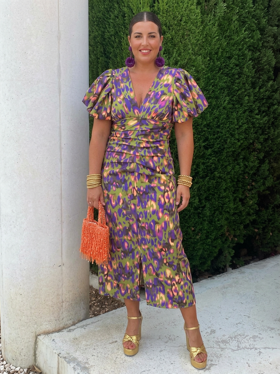 Keiko | Vivid Pleated Midi Dress