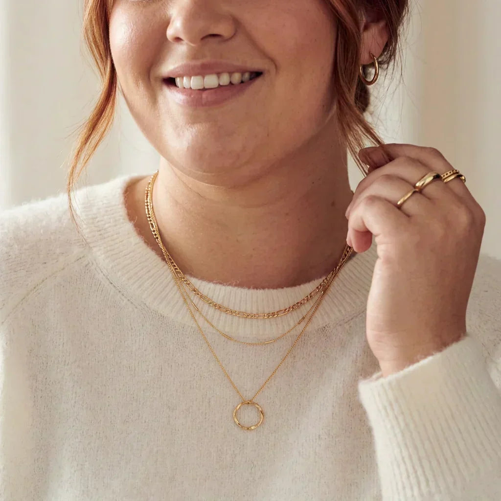 Vesper Circle Drie Rij Ketting | Goud