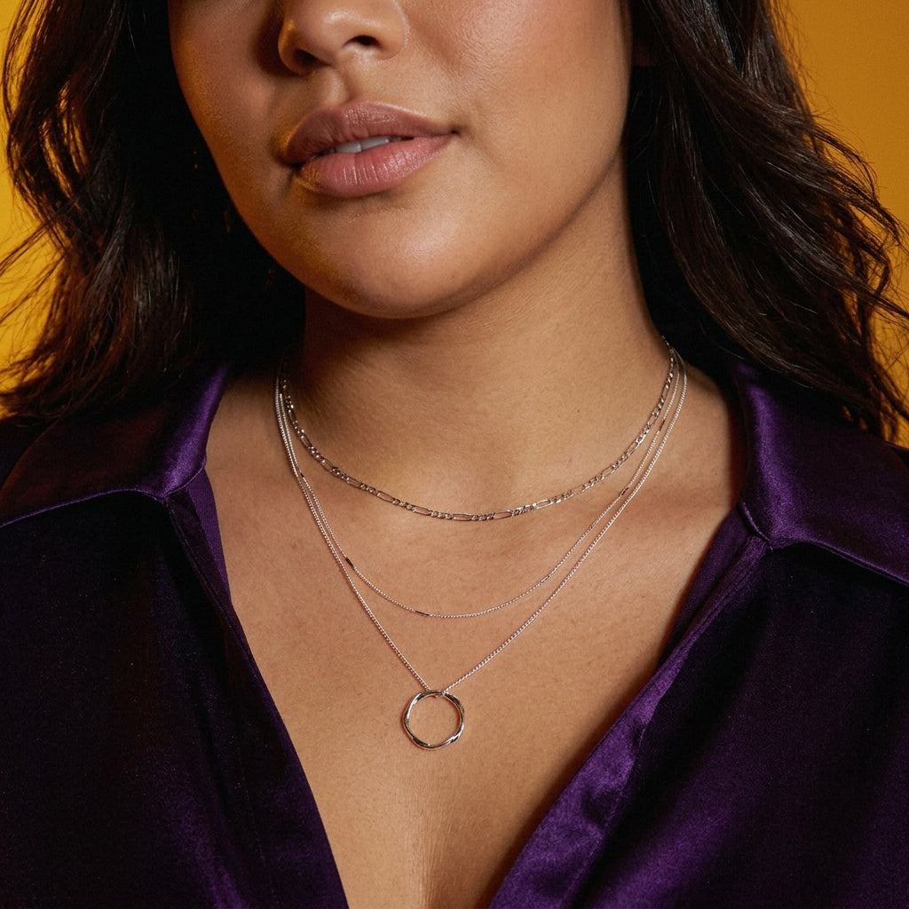 Briar Circle Drie Rij Necklace | Wit Goud