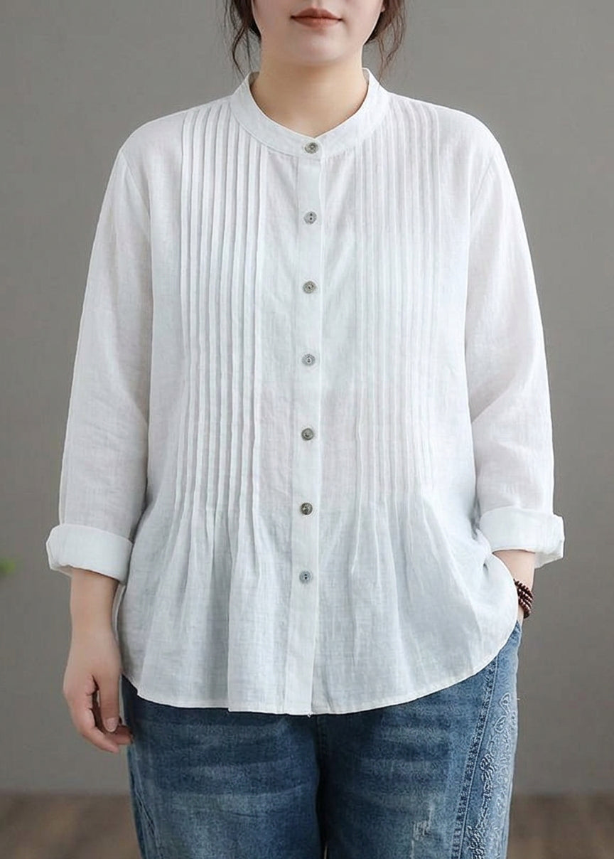 Cosima - Organische Witte Linnen Blouse Tunieken Vrouwen Ramie Blouse