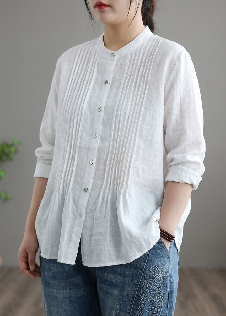Cosima - Organische Witte Linnen Blouse Tunieken Vrouwen Ramie Blouse