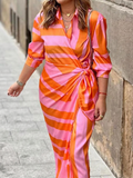 Imogen | Vrouwen Chiffon Print Wrap V-Hals Ceintuur Maxi Jurk