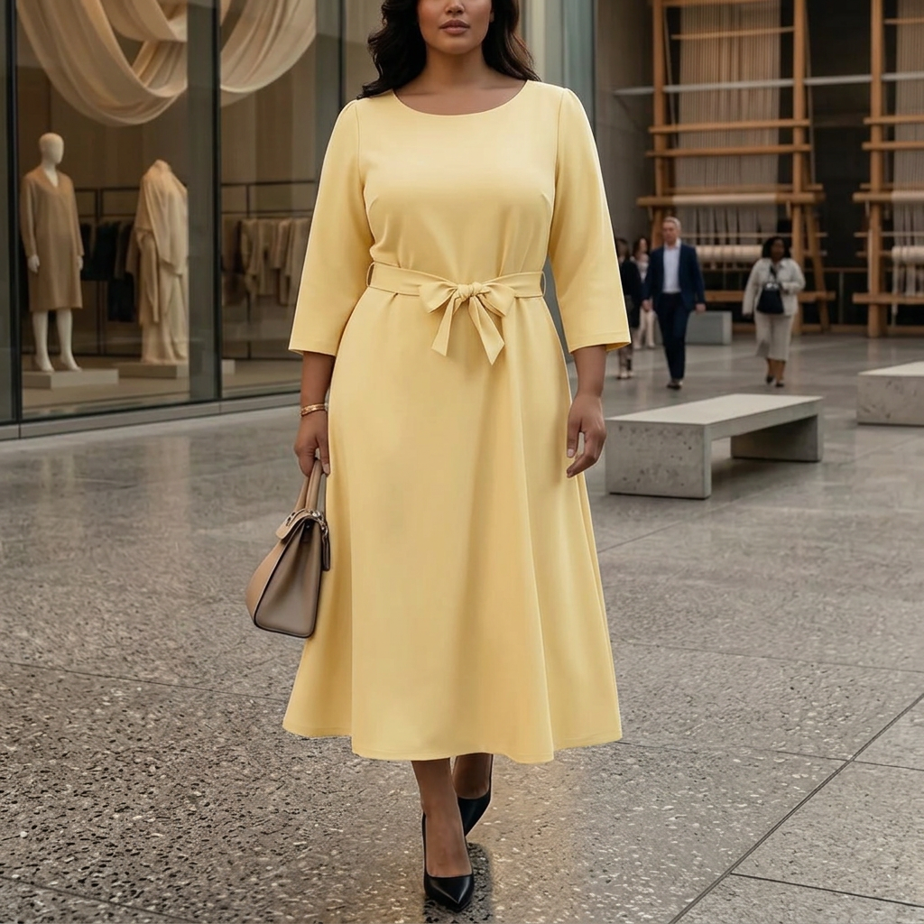 Romaine | Elegante Lantern Mouw Jurk