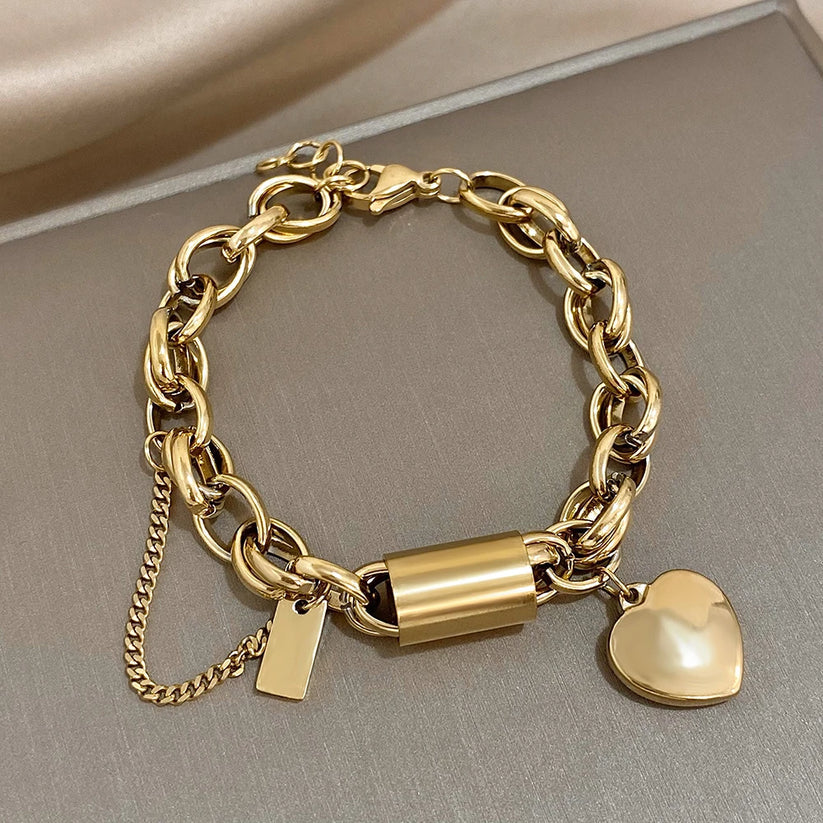 Greer Chunky Armband | Wit Goud