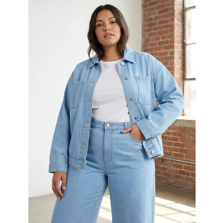 Delia | Ontspannen Denim-Look Jurk