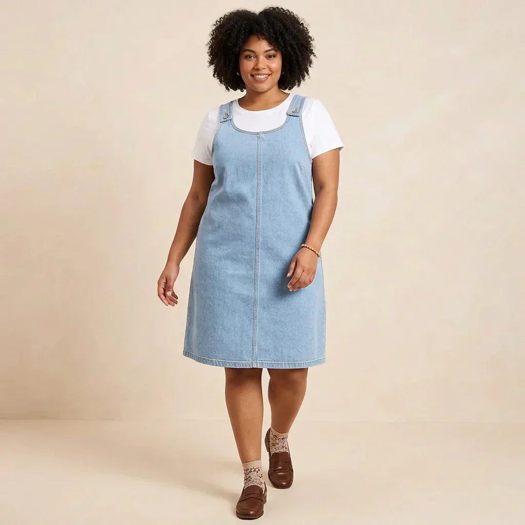 Delia | Ontspannen Denim-Look Jurk