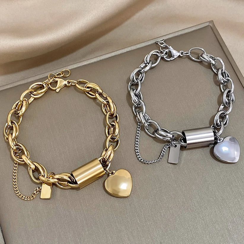 Greer Chunky Armband | Wit Goud