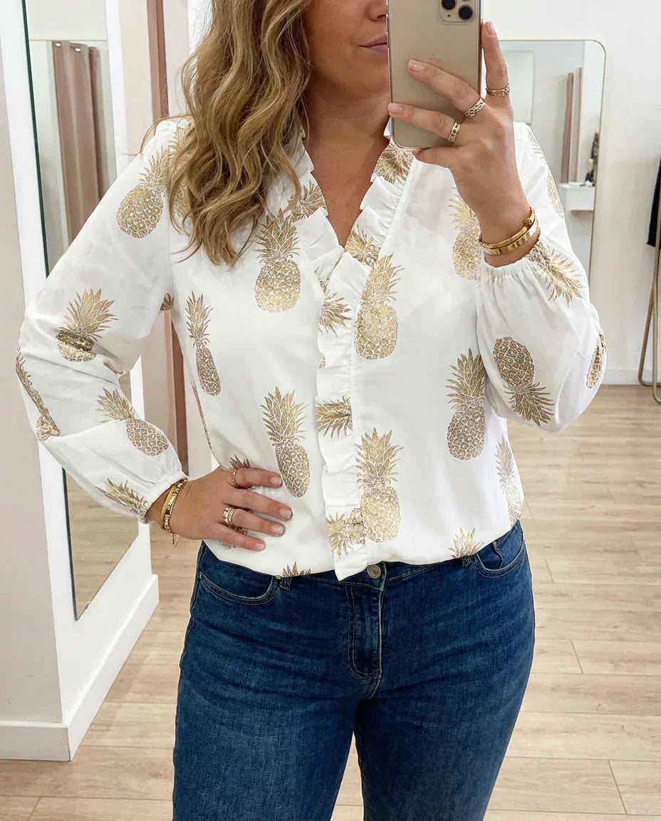 Magnolia | Vrouwelijke Blouse met Speelse Ruffles