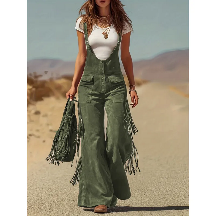 Salma - Boho Micro-Suede Overalls