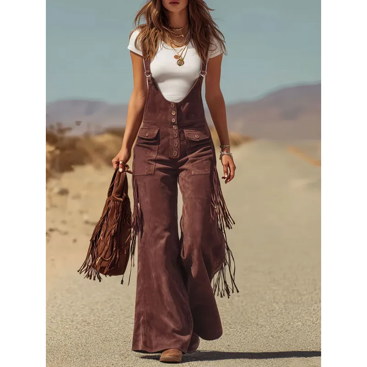 Salma - Boho Micro-Suede Overalls