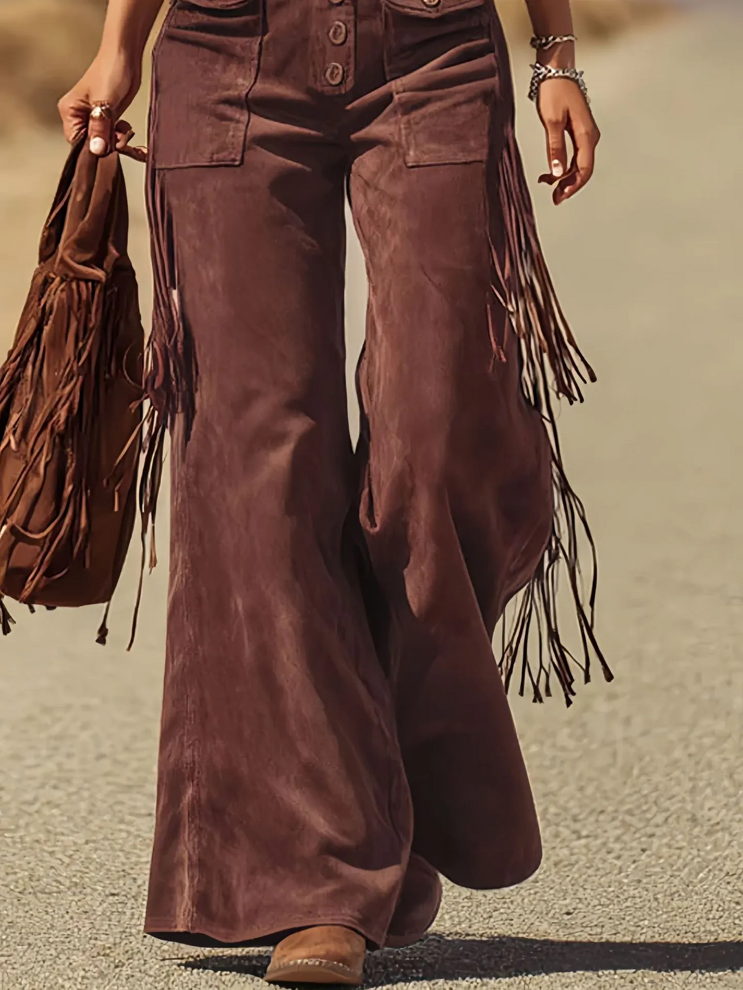 Salma - Boho Micro-Suede Overalls