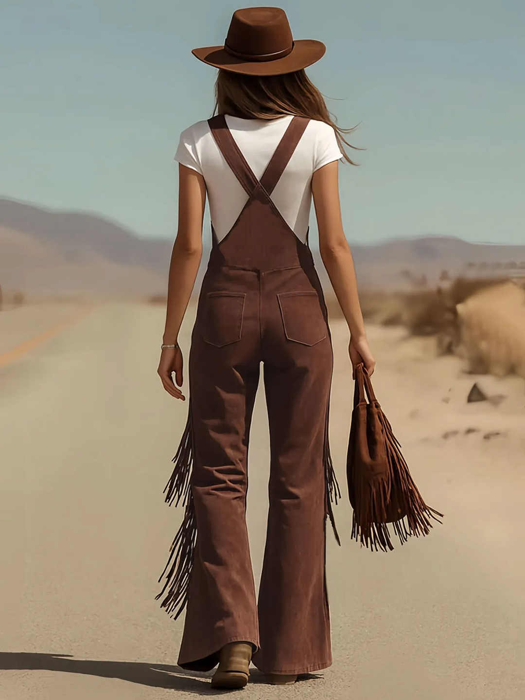 Salma - Boho Micro-Suede Overalls