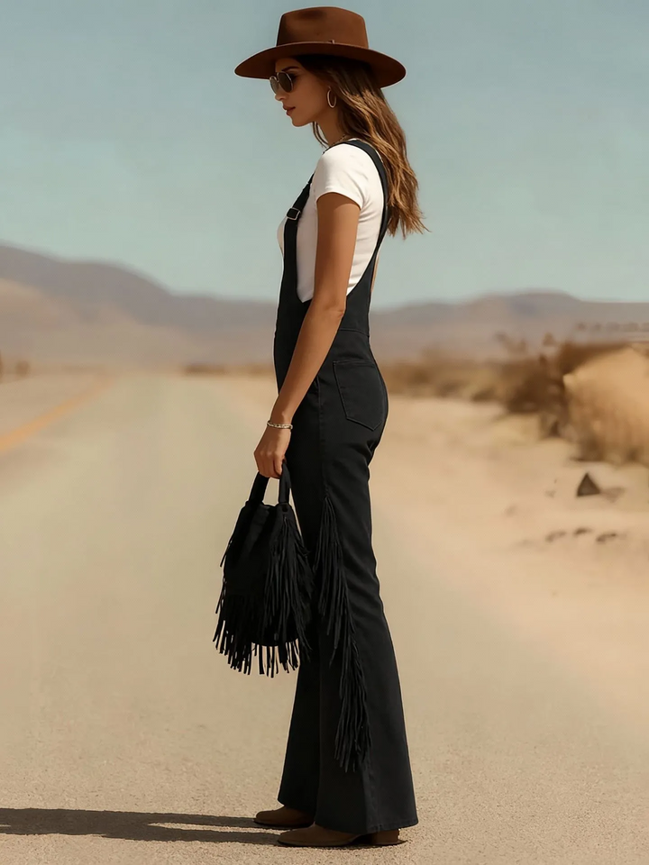 Salma - Boho Micro-Suede Overalls
