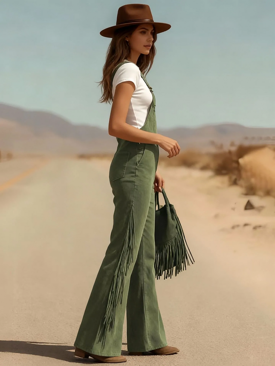 Salma - Boho Micro-Suede Overalls