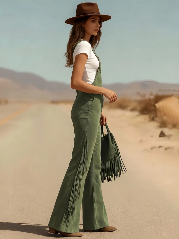 Salma - Boho Micro-Suede Overalls