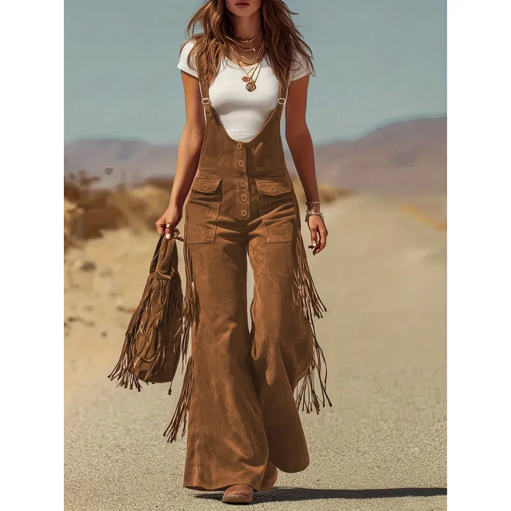 Salma - Boho Micro-Suede Overalls